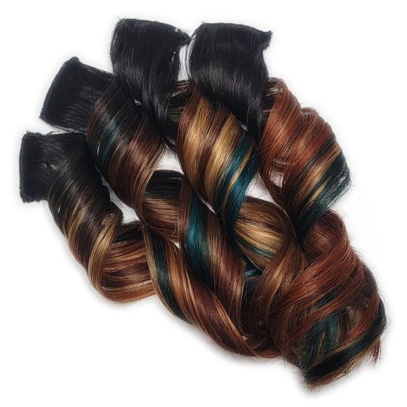 Aqua Blue Auburn Ombre Double Drawn Clip in Remy Human Hair Extensions
